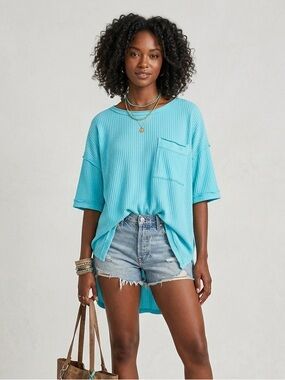 We The Free Sky Blue Oversized Tulum Tee Size Small